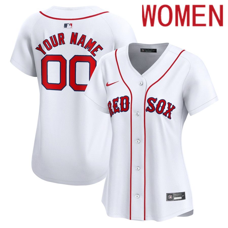 Women Boston Red Sox Nike White Home Limited Custom MLB Jersey->women mlb jersey->Women Jersey
